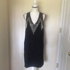 NWT H&M Black Sleeveless Sequin V Neck Dress
